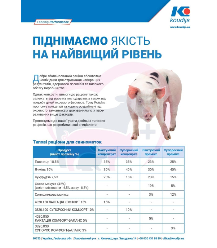Премікс для лактуючих/супоросних свиноматок 2,5%/ 2%, (25 кг) Коудайс Україна 4020.025NC Комфорт